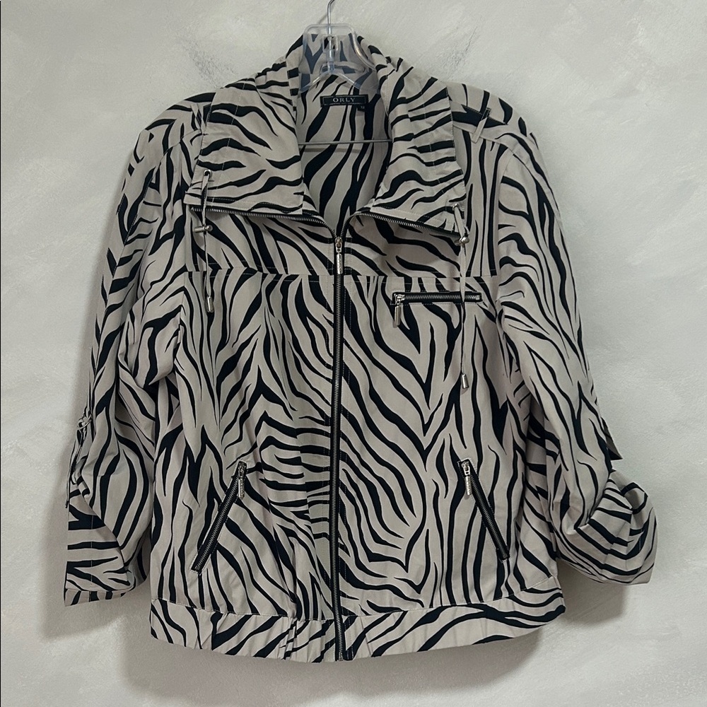 Vintage Zebra windbreaker bomber jacket size medium 80s 90s Y2K